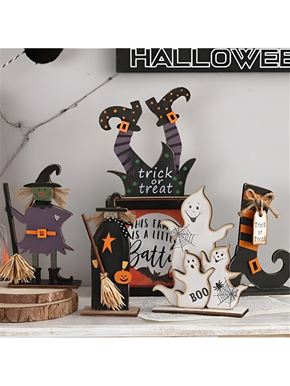 5PCS Halloween Witch/Ghost/Shoes Decoration for Indoor Home Table Decor